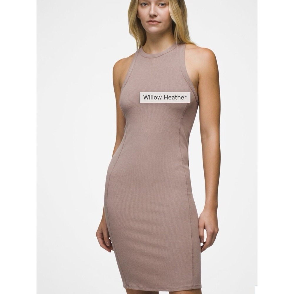 Prana Foundation Rib Stretch Dress Small Mauve Willow Heather 1971491 Tank Dress
